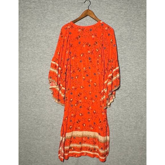 Olivaceous Boho Floral Dress Bell Sleeve Size Small Hippie Chic Lagenlook Casual - Picture 4 of 4